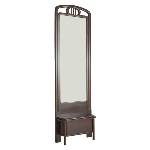 Austrian Art Nouveau Mahogany Floor Mirror, 1910s For Sale