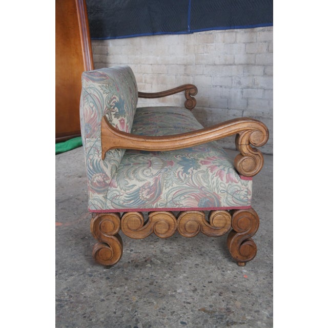 Green Late 19th Century Antique Spanish Colonial Mahogany Hall Bench Couch Sofa For Sale - Image 8 of 12