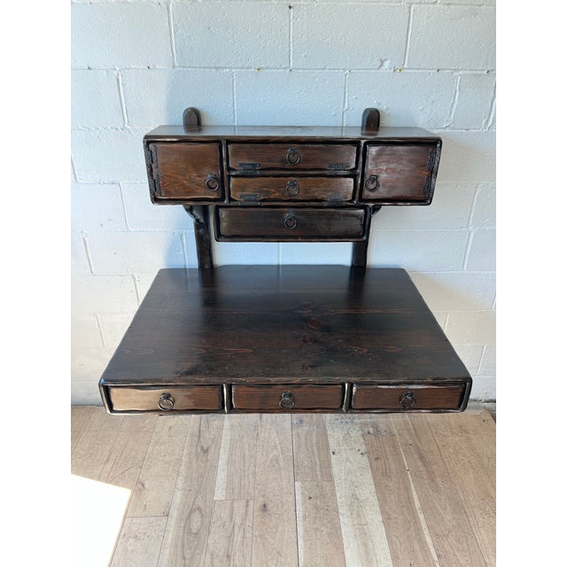 Peter Asher Floating Desk & Cabinet, 1960s Brutalist Wood Furniture For Sale - Image 10 of 12