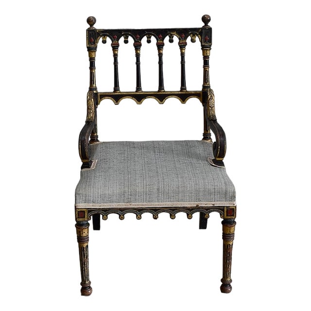 Small Napoleon III Blackened Wood Armchair, Mid-19th Century For Sale