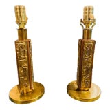 Angelo Brotto Esperia Bronze 1970 Italian Mid Century Table Lamps - A Pair For Sale