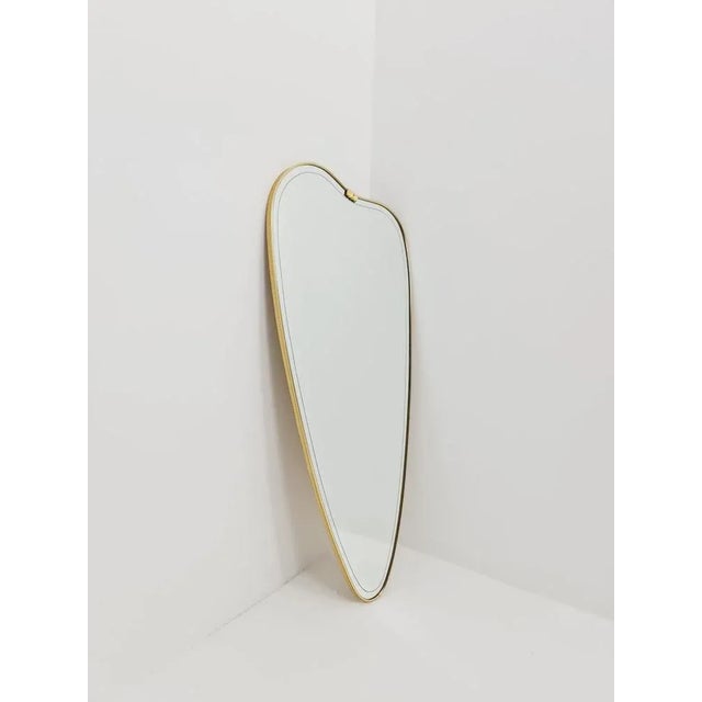 Mid-Century German Asymmetric Brass Wall Mirror, 1960s For Sale - Image 5 of 10