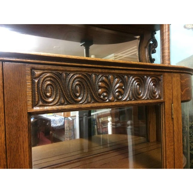 Wood Antique Oak Bowfront China Cabinet, Bowfront Cabinet For Sale - Image 7 of 17