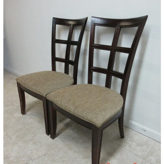 Cream Pair Stanley Furniture Window Back Dining Room Side Chairs For Sale - Image 8 of 11