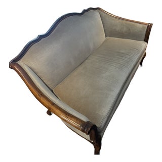 Walnut Framed Loveseat Sofa For Sale