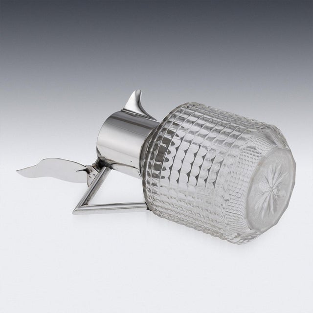 Antique German Silver Plated and Cut Glass Claret Jug from WMF, 1890s For Sale - Image 9 of 18