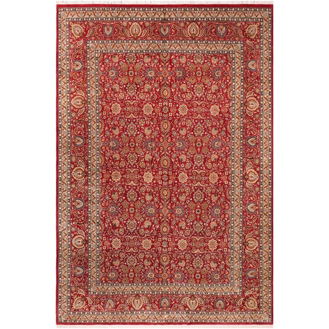 1990's Floral Pak-Persian Red/Green Wool Rug - 10'0'' X 14'3'' For Sale - Image 9 of 9