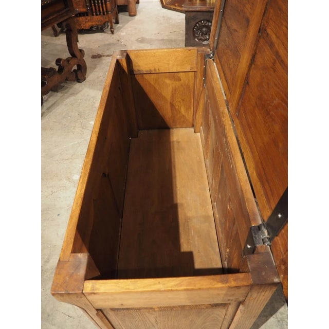 Wood French Carved Oak Coffre Chest or Trunk With Shaped Legs, 20th Century For Sale - Image 7 of 13