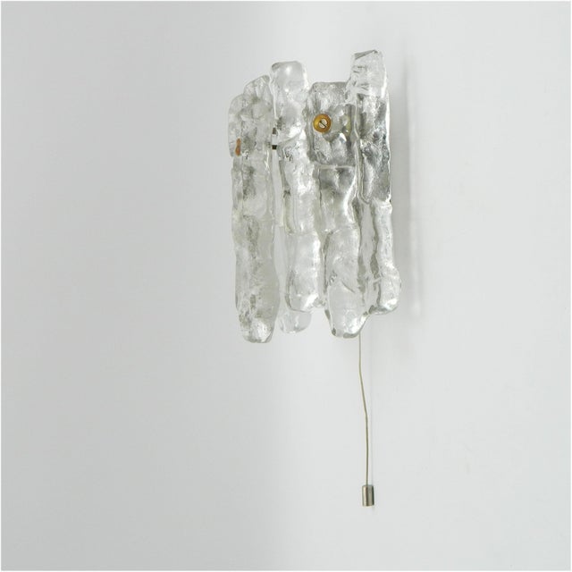 1970s Vintage Ice Glass Wall Light by J. T. Kalmar, Vienna, Austria, 1970s For Sale - Image 5 of 13