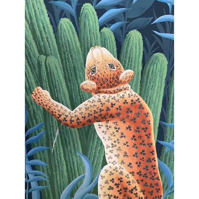 1: Commodity: Hand-Painted Vintage Jaguar Tropical Jungle Mural 2: Handicrafts: 100% handmade and hand-painted. 3:...