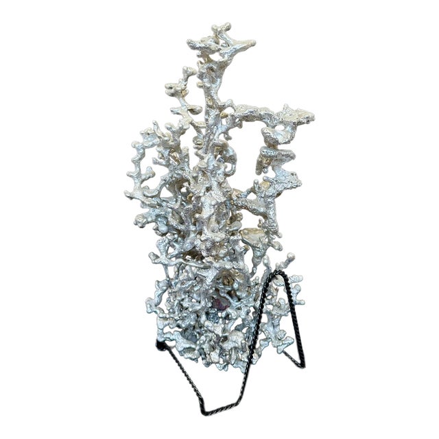 Cast Aluminum Ant Colony Sculpture, Brutalist Organic Form on Stand For Sale