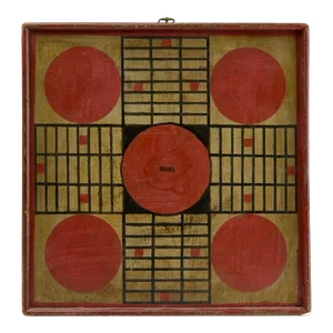 Americana Double Sided Parcheesi Game Board and Chess, New England 1885