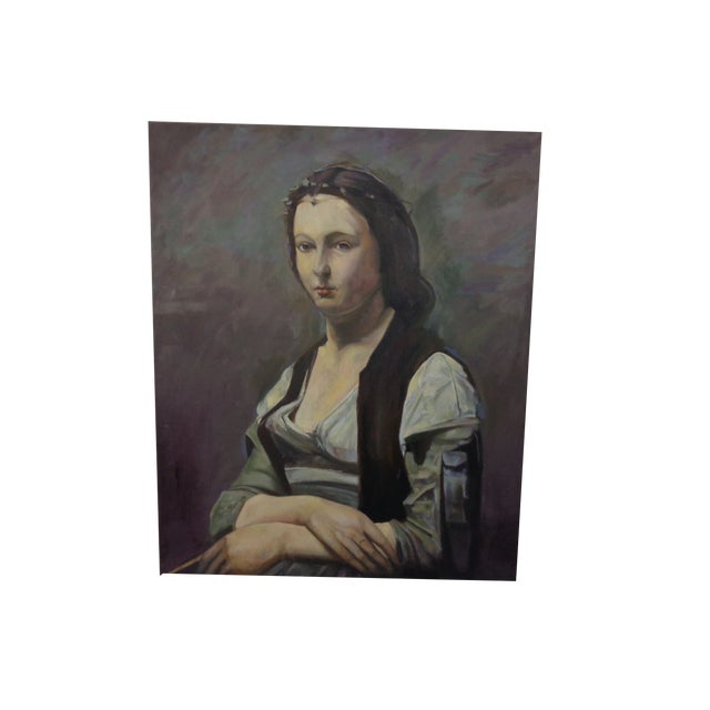 Fred Neumann After Jean Baptiste Camille Corot, The Woman with the Pearl, 1980s, Oil on Canvas For Sale