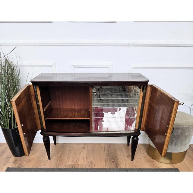 Mid-Century Art Deco Italian Walnut Burl and Mirror Mosaic Dry Bar Cabinet by Paolo Buffa, 1950s For Sale - Image 9 of 10