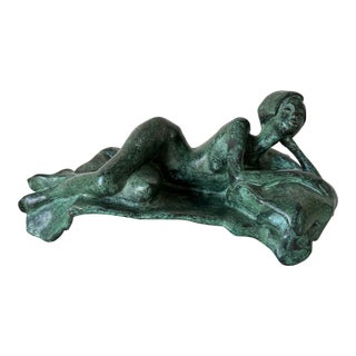 M. Zettel Reclining Female Nude Art Bronze Sculpture For Sale