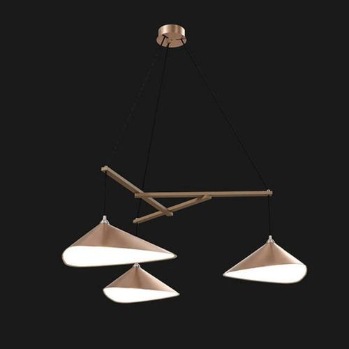 Wood Emily Group of Three Chandelier in Steel with Dark Bronze Finish by Moss Objects For Sale - Image 7 of 13
