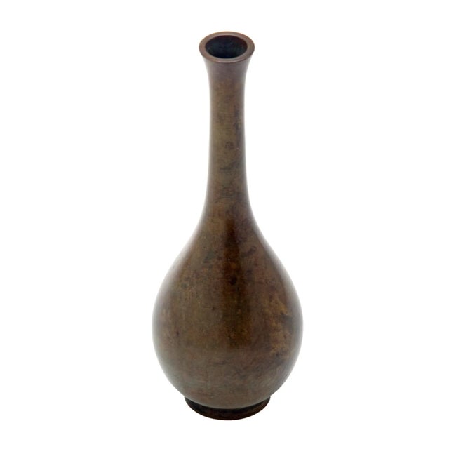 Mid 20th Century Japanese Bronze Bud Vase With Smooth Finish Chairish