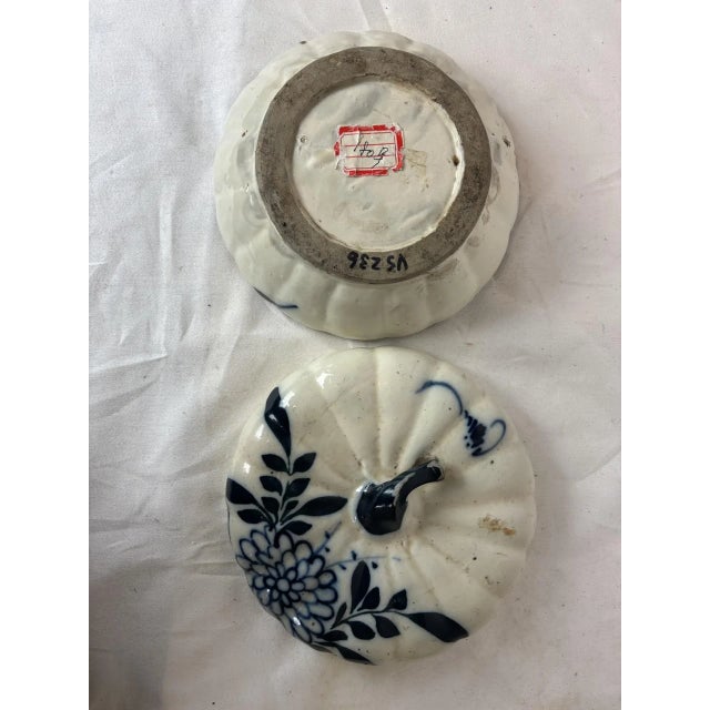 White Late 19th Century Antique Blue and White Chinese Porcelain Squash Pot For Sale - Image 8 of 8