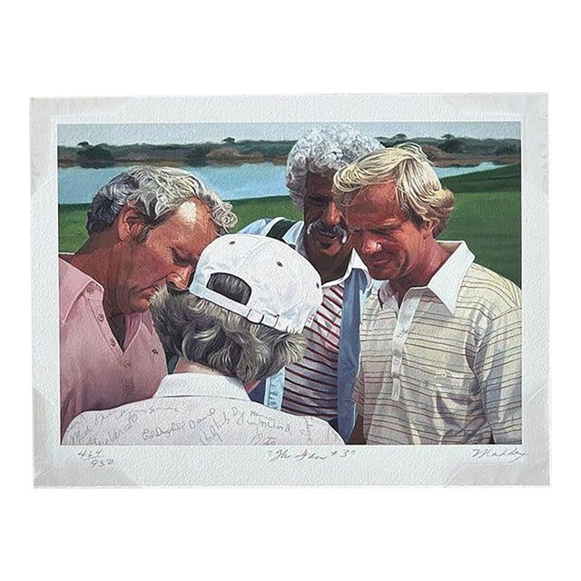 1970s Jeannie Maddox Jack Nicklaus, Arnold Palmer Golf Painting Giclee "The Fan #3" For Sale
