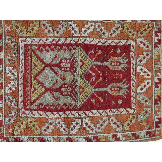 Wool on wool pile genuine hand made semi-Vintage vegetable dye Turkish Oushak rug