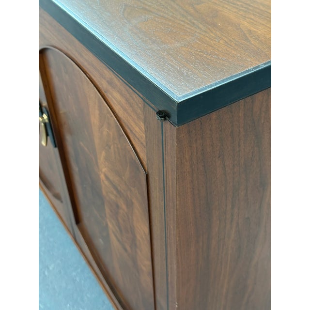 Brown 1960s Vintage Walnut Credenza With Ebony Wood Trim Accents For Sale - Image 8 of 12