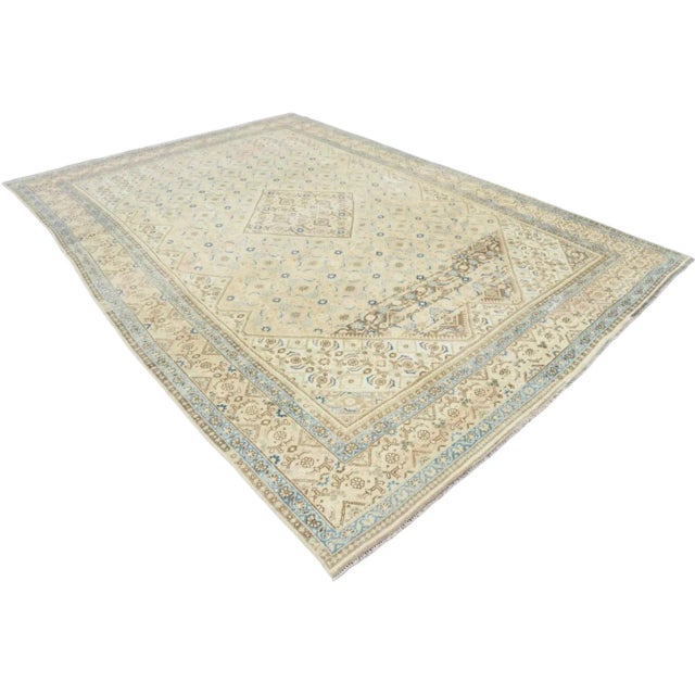 Art Deco 1960s Pale Oushak Turkish Natural Hand Knot Carpet For Sale - Image 3 of 10