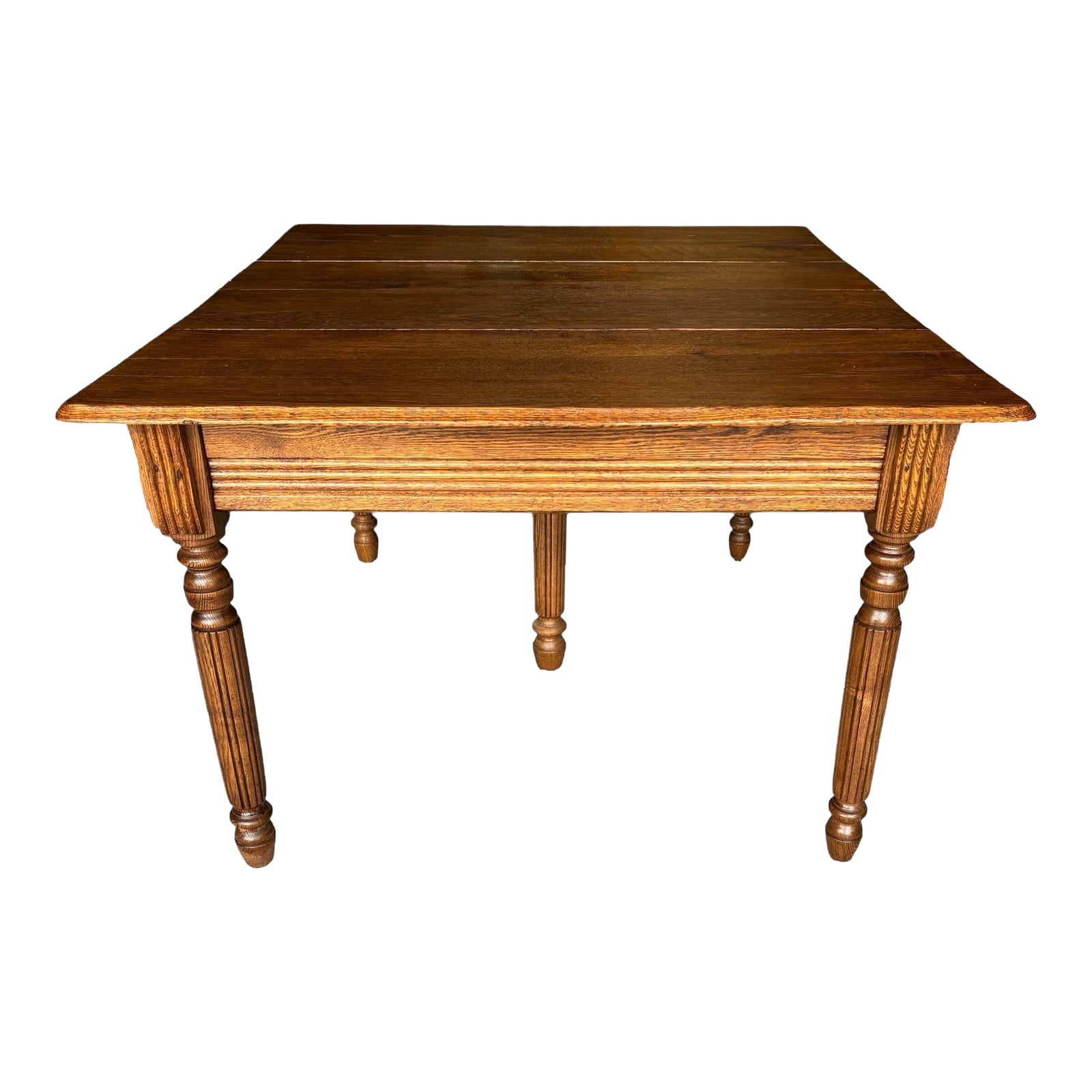 1930s Solid Oak Dining Table With Two Extensions. Chairs Are Not