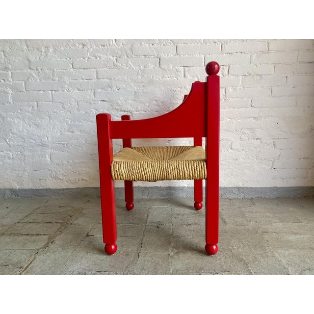 1960s Italian Beech and Straw Armchair, 1960s For Sale - Image 5 of 10