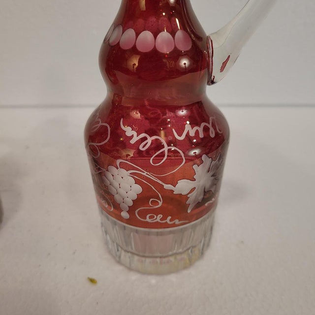 Bohemian Oil, Vinegar, Salt, and Pepper Set in Crystal and Silver-Plated Metal from Convoy, Czech Republic, 1940s For Sale - Image 10 of 18