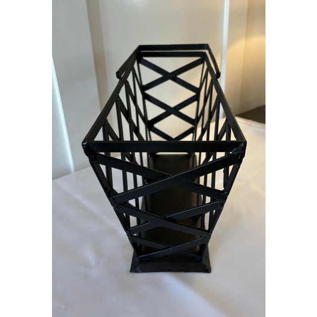 1970s Mid Century Modern Metal Magazine Rack / Log Holder For Sale - Image 11 of 12