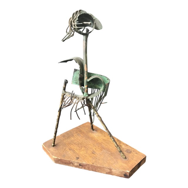 1960s Vintage Brutalist Abstract Bronze Mixed Metal Sculpture For Sale