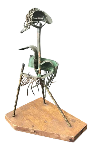 1960s Vintage Brutalist Abstract Bronze Mixed Metal Sculpture