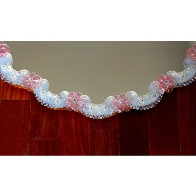 Large Iridescent Murano Glass 26 Rose Wall Mirror, Italy, 1960s For Sale - Image 9 of 14