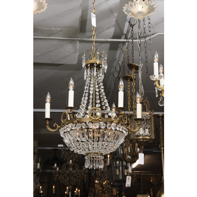 9-Light Crystal French Empire Chandelier, Early 20th C. For Sale - Image 9 of 14