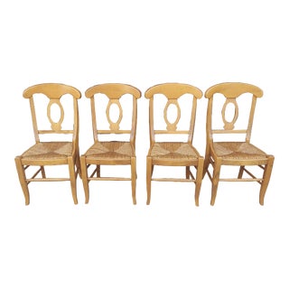 Pottery Barn Napoleon Dining Chairs With Rush Seats- Set of 4 For Sale