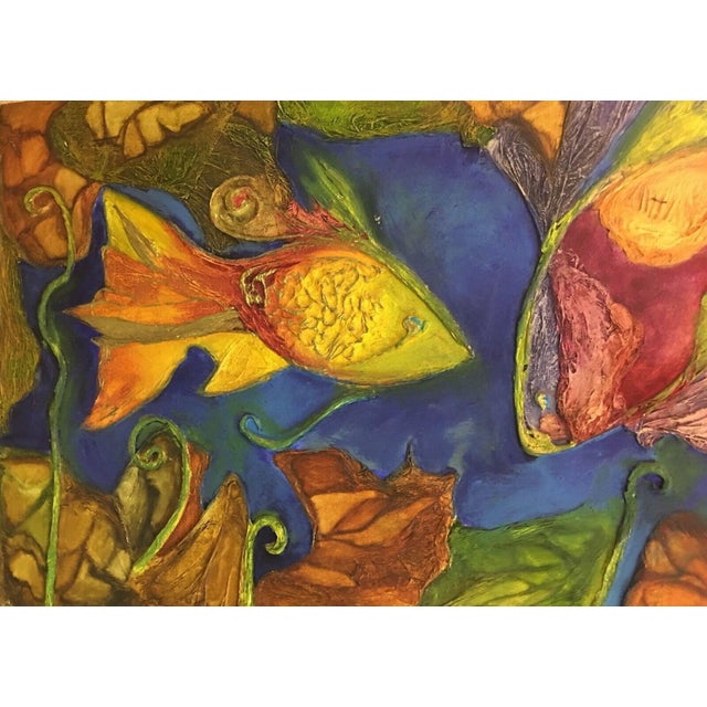 Küchel Silvia La Bella, Fish Collage Colorful, 1998, Oil on Canvas For Sale - Image 12 of 13