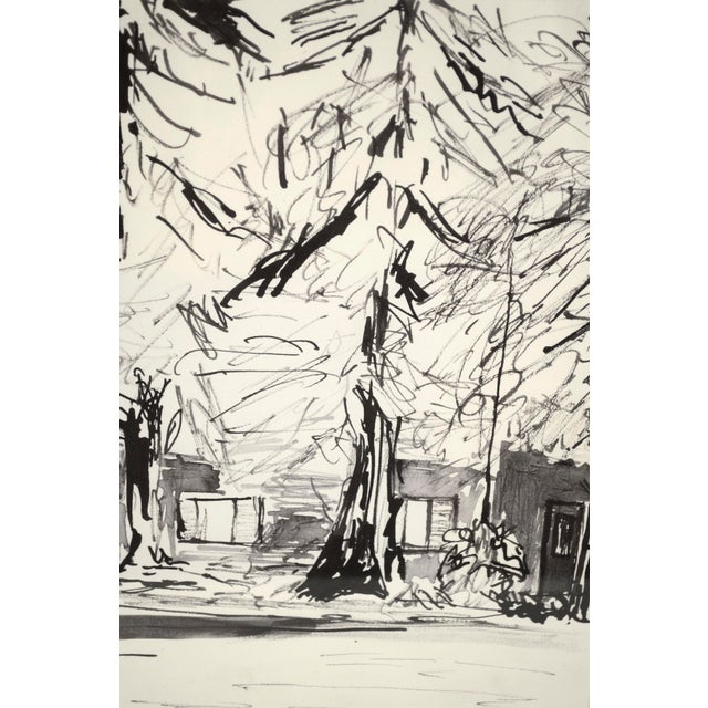 Cabin in the Woods, India Ink Forest Landscape With Redwood Trees by Michael Pauker For Sale In Monterey, CA - Image 6 of 9