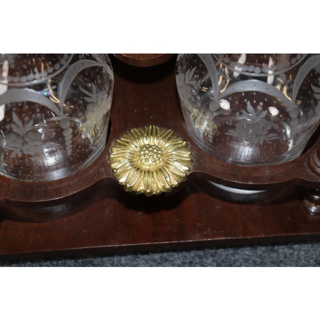 Rare Walnut Case French Etched Glass 18-piece decanter and Cordial Tantalus Set - 18 Pieces For Sale - Image 11 of 11