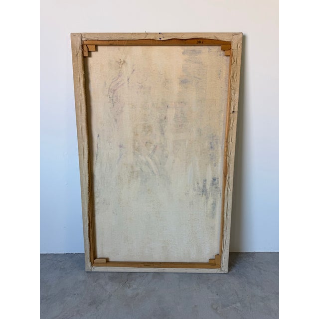 Large Vintage Helen Stein Standing Nude Man Mixed Media Impressionist Abstract Acrylic Painting For Sale - Image 10 of 10