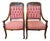 Antique Empire Style Walnut Armchairs With Pink Tufted Upholstery, a Pair For Sale