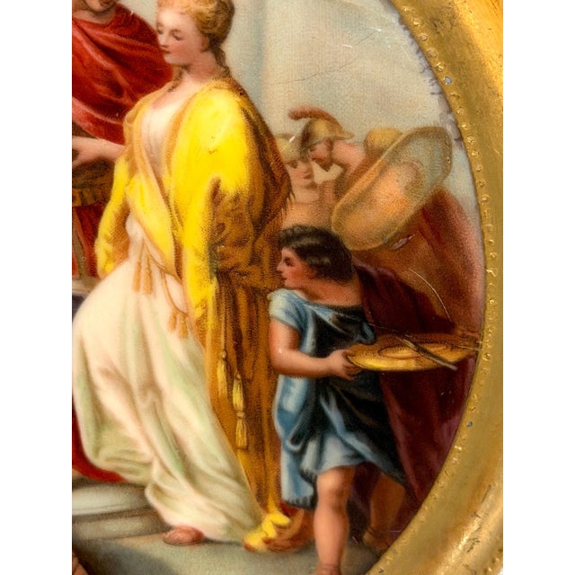 Pair Vienna Mythological Porcelain Plates in Pierced Gilt-Bronze Roman Frames For Sale - Image 13 of 18
