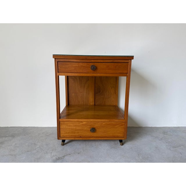 Mid-Century Modern 1960’s Mid-Century Modern Nightstand With Two Dovetailed Drawers and Glass Top For Sale - Image 3 of 12