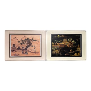 Vintage Scenic Chinoiserie Placemats- A Pair For Sale