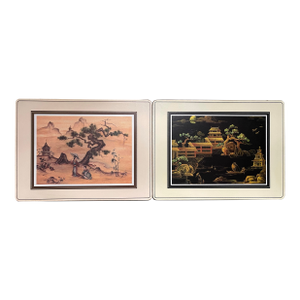 Vintage Scenic Chinoiserie Placemats- A Pair