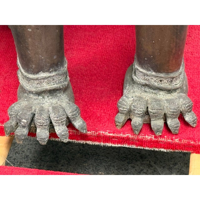 Vintage Singha Guardian Lion Sculptures, Set of Two For Sale - Image 9 of 12