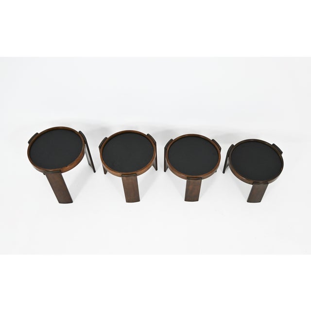 Brown Model 780 Nesting Tables by Gianfranco Frattini for Cassina, 1960s, Set of 4 For Sale - Image 8 of 13