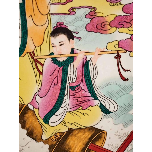 Chinese Painted Panels, Set of 2 For Sale - Image 4 of 10