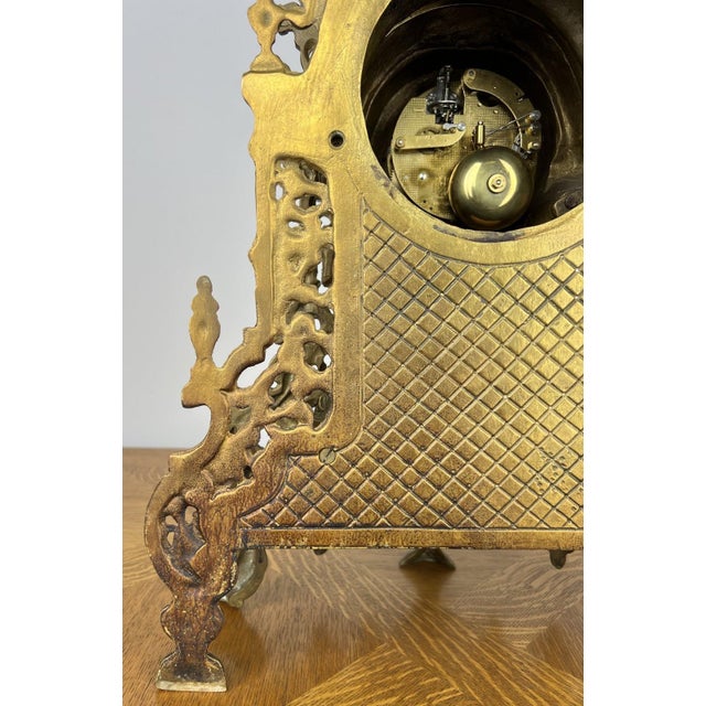 Vintage Brass Mantel Clock For Sale - Image 15 of 18