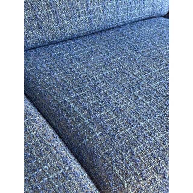 Blue Upholstered Convertible Sofa Daybed 3-Seat Couch Lounge Mid-Century Modern 1970s For Sale - Image 11 of 11