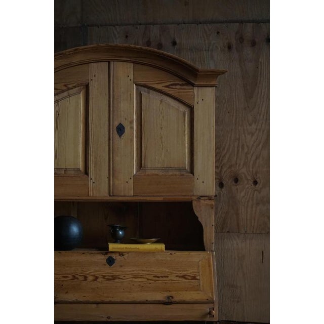 Antique Danish Pine Drop-Front Secretary with Upper Cabinet, Mid-19th Century For Sale - Image 5 of 14